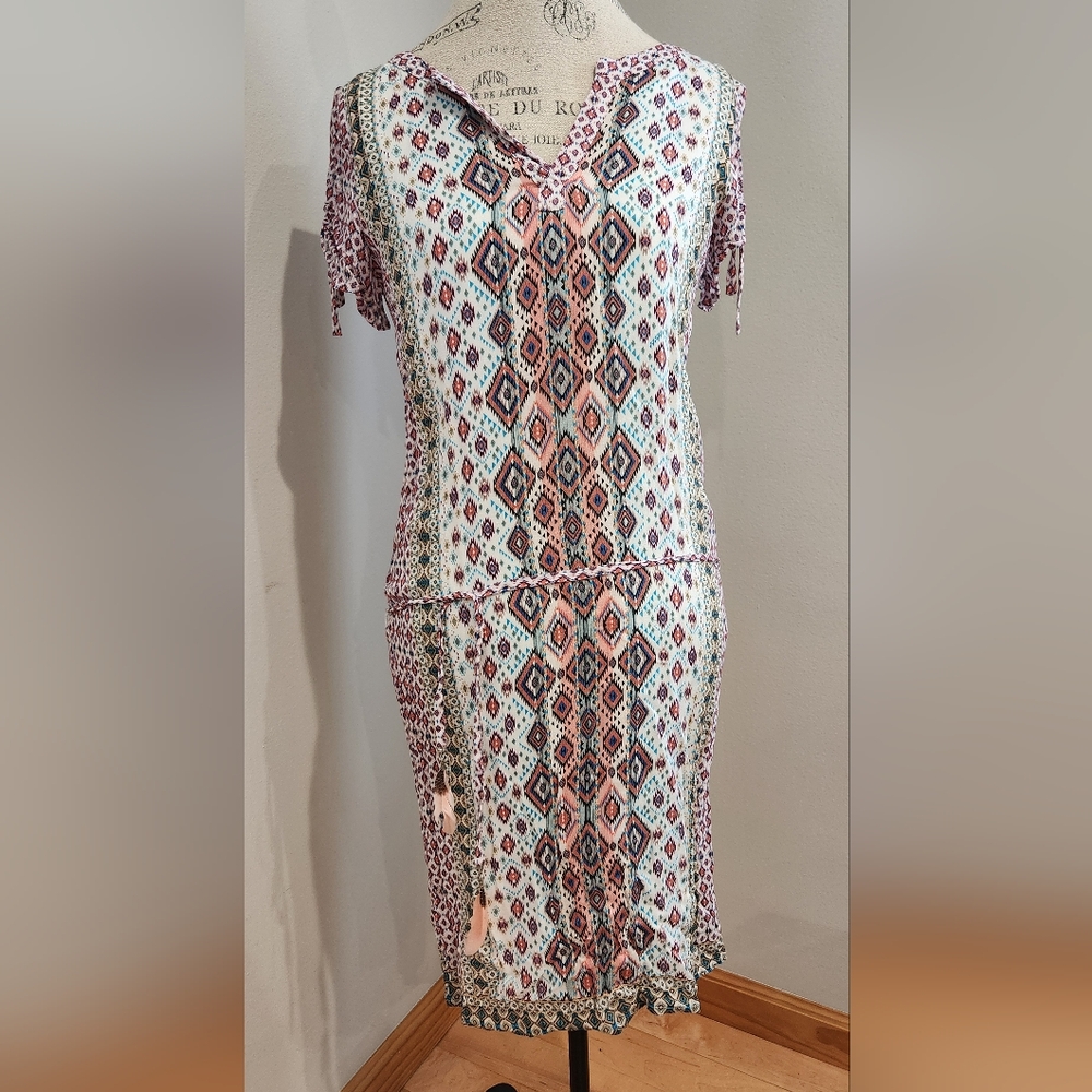 PROMOD Geometric Patterned BOHO style Mini Dress In Size 6